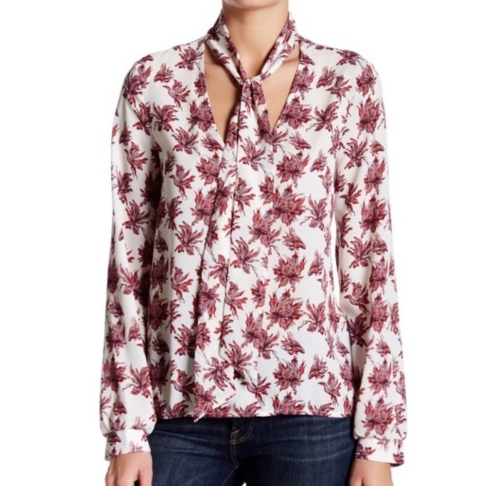 ASTR Tie-Neck Long Sleeve Blouse